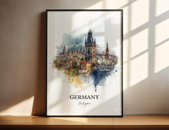 Germany Wall Art, Germany Country Print, Germany Watercolor Art, Germany Gift, Travel Print, Travel Poster, Housewarming Gift