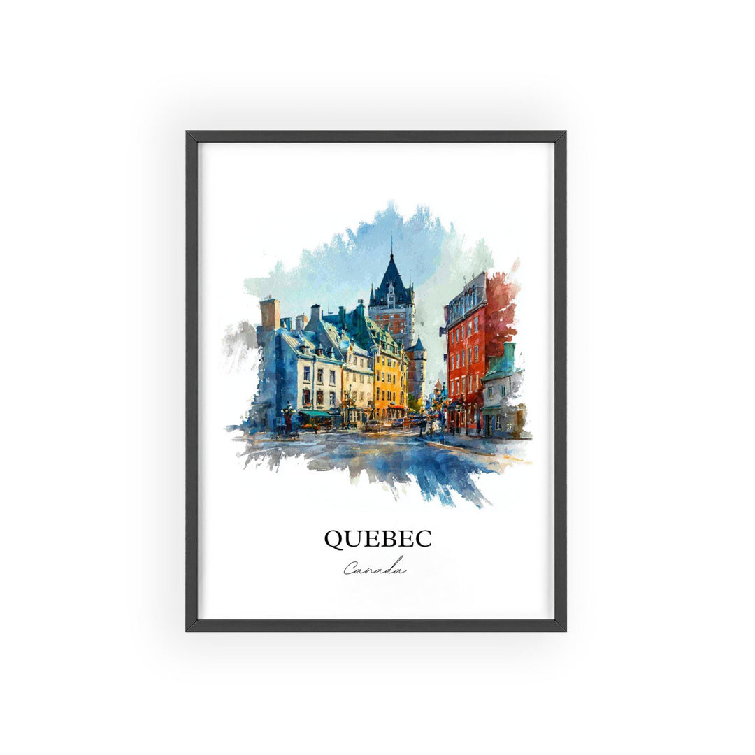 Quebec Wall Art, Quebec Print, Quebec Watercolor Art, Quebec Canada Gift, Canada Travel Print, Travel Poster, Housewarming Gift