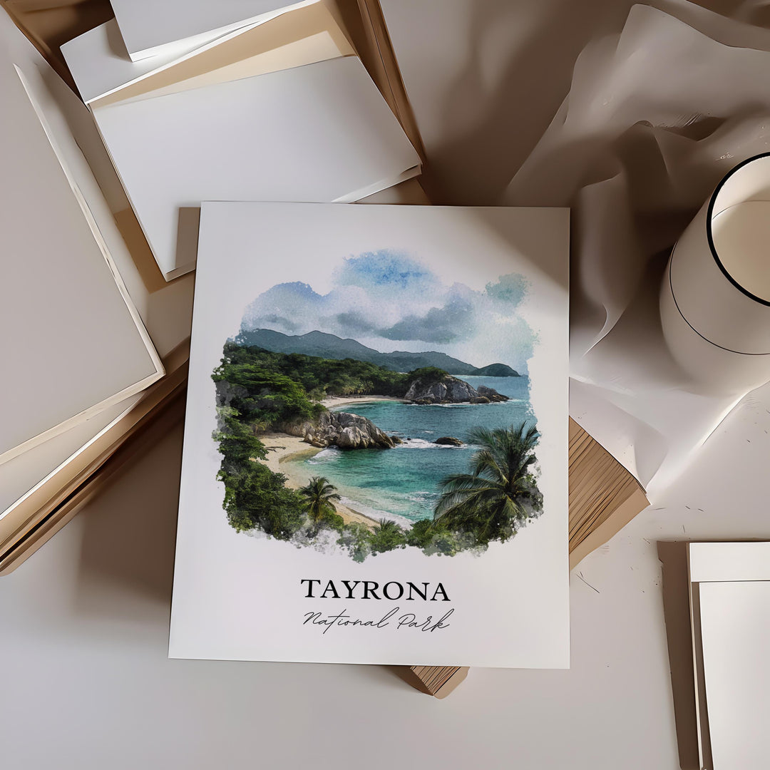 Tayrona National Park Art, Santa Marta Print, Colombia Watercolor, Tayrona Natl Park Gift, Travel Print, Travel Poster, Housewarming Gift