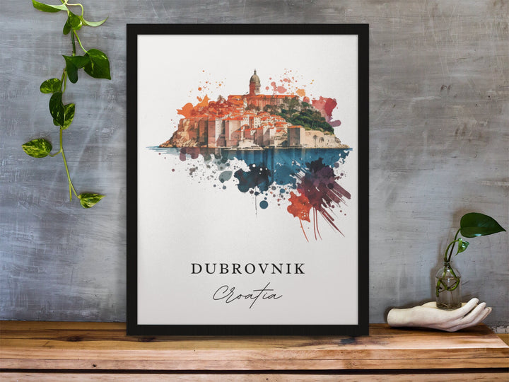 Dubrovnik traditional travel art - Croatia, Dubrovnik poster, Wedding gift, Birthday present, Custom Text, Personalised Gift