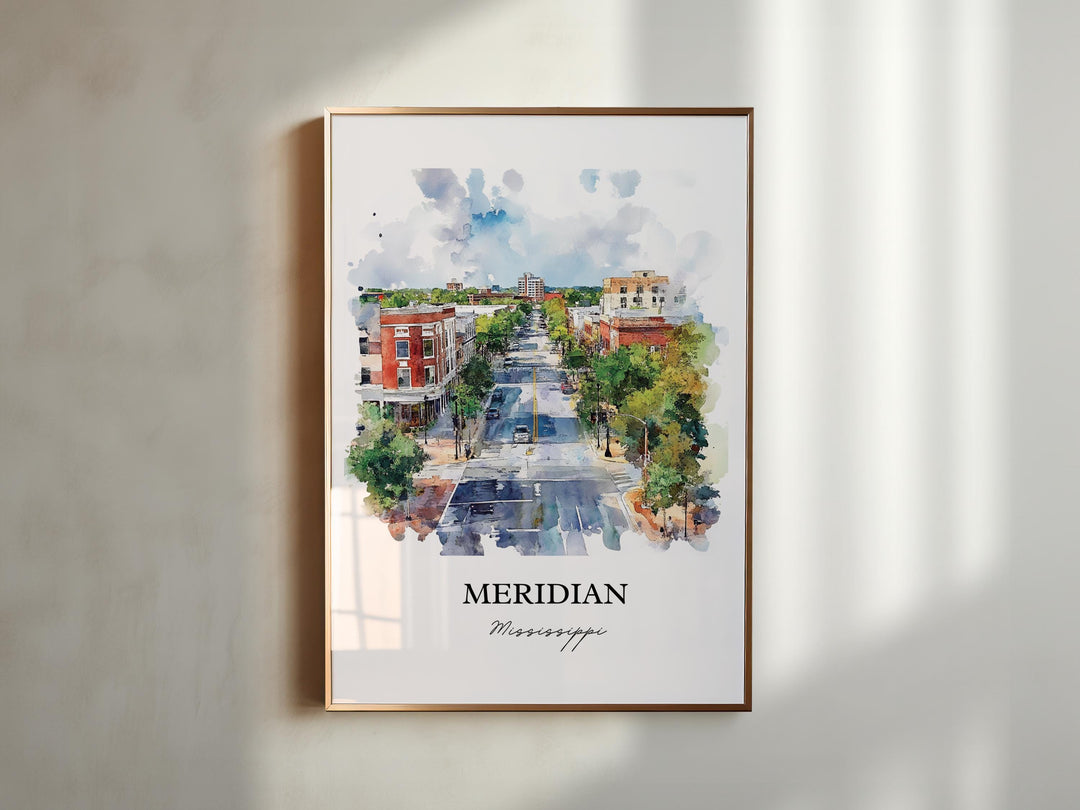 Meridian MS Art, Lauderdale County Print, Mississippi Artwork, Meridian Mississippi Gift, Travel Print, Travel Poster, Housewarming Gift