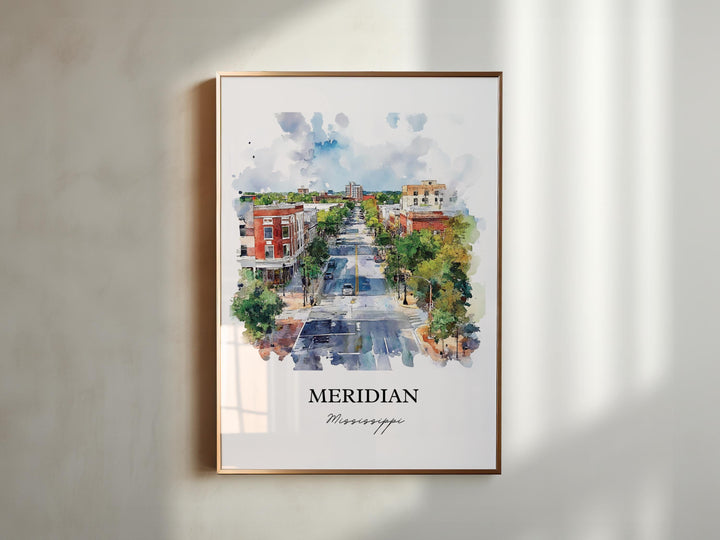 Meridian MS Art, Lauderdale County Print, Mississippi Artwork, Meridian Mississippi Gift, Travel Print, Travel Poster, Housewarming Gift