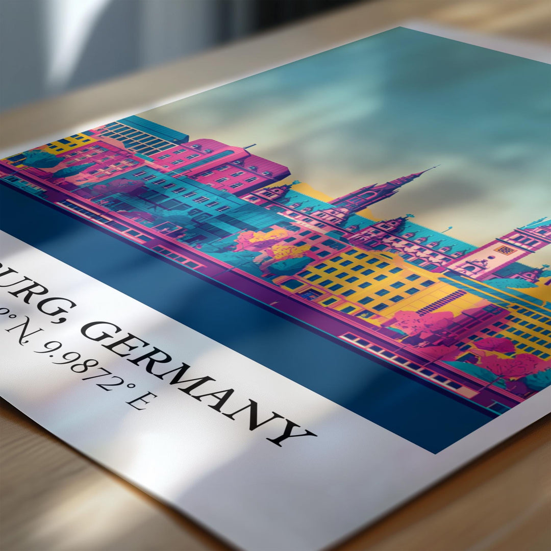 Hamburg Germany Art, Hamburg Retro Travel Art, Germany Home Decor, Germany Gift, Germany Travel Art, Travel Prints, Housewarming Gift