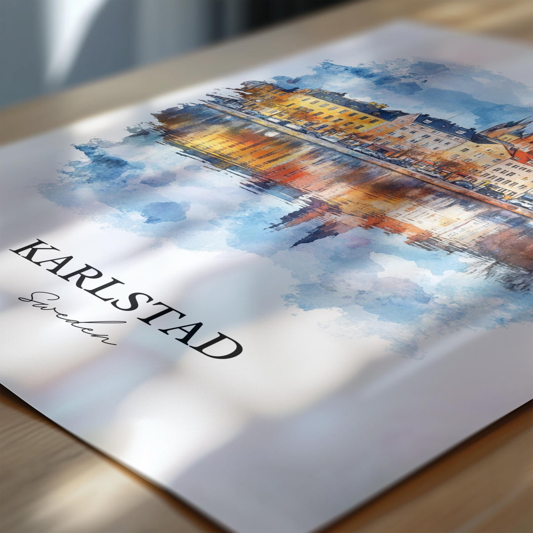 Karlstad Travel Print Wall Art Karlstad Wall Hanging Home Décor Karlstad Gift Art Lovers Sweden Art Lover Gift Karlstad Poster