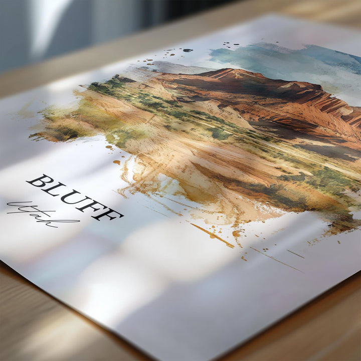 Bluff Utah Wall Art, San Juan County Print, Utah Watercolor Art, Bluff Utah Gift, Travel Print, Travel Poster, Housewarming Gift