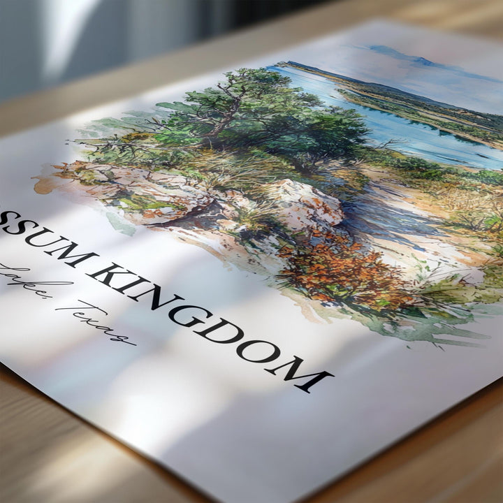 Possum Kingdom Lake Art, Mineral Wells Print, Texas Watercolor Art, Possum Kingdom Lake Gift, Travel Print, Travel Poster, Housewarming Gift