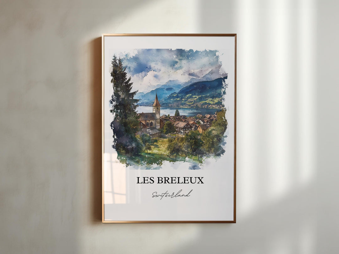 Les Breuleux Art, Switzerland Print, Les Breuleux Watercolor, Jura Canton Switzerland Gift, Travel Print, Travel Poster, Housewarming Gift