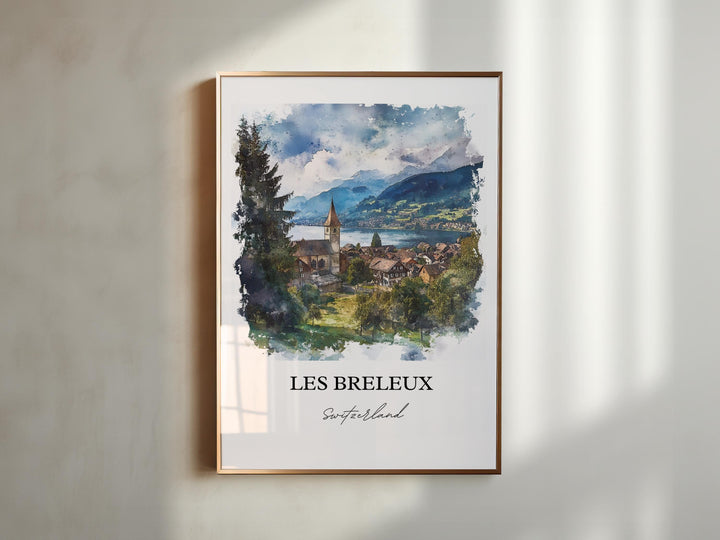 Les Breuleux Art, Switzerland Print, Les Breuleux Watercolor, Jura Canton Switzerland Gift, Travel Print, Travel Poster, Housewarming Gift