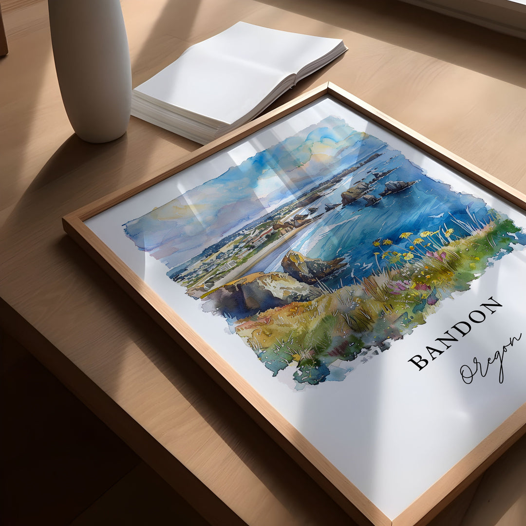 Bandon, Oregon, Oregon – Watercolor Art Print