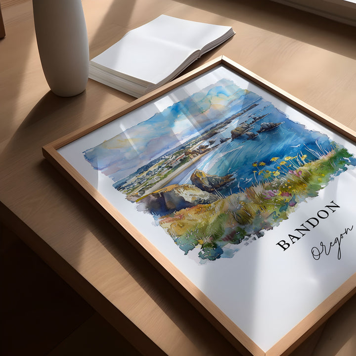 Bandon, Oregon, Oregon – Watercolor Art Print