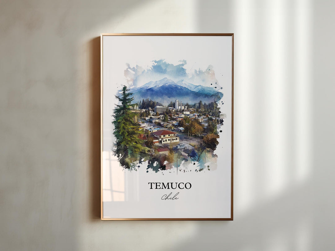 Temuco Chile Wall Art, Araucanía Region Print, Chile Watercolor Art, Temuco Chile Gift, Travel Print, Travel Poster, Housewarming Gift