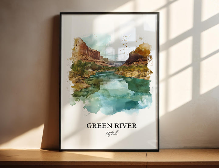 Green River Wall Art, Emery County Print, Utah Watercolor Art, Green River UT Gift, Travel Print, Travel Poster, Housewarming Gift