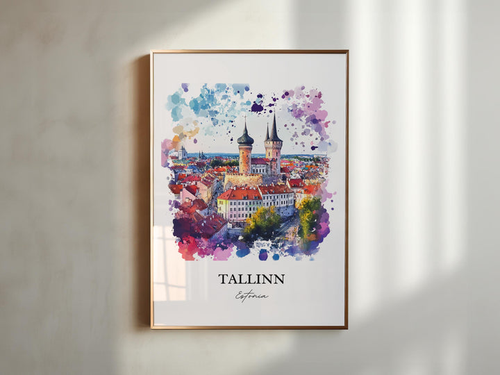 Tallinn Wall Art, Tallinn Skyline Print, Estonia Watercolor Art, Tallinn Estonia Gift, Travel Print, Travel Poster, Housewarming Gift