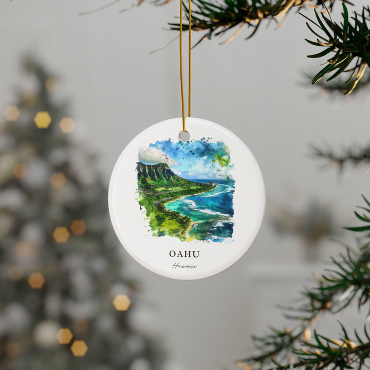 Oahu Hawaii Ornament: Unique Oahu Souvenir, Oahu HI Decor, and Authentic Oahu Hawaii Christmas Gift