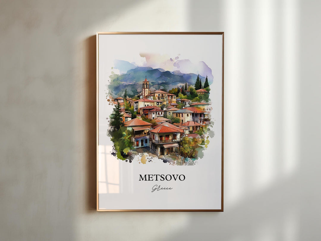 Metsovo Wall Art, Epirus Print, Greece Watercolor Art, Metsovo Greece Gift, Travel Print, Travel Poster, Housewarming Gift