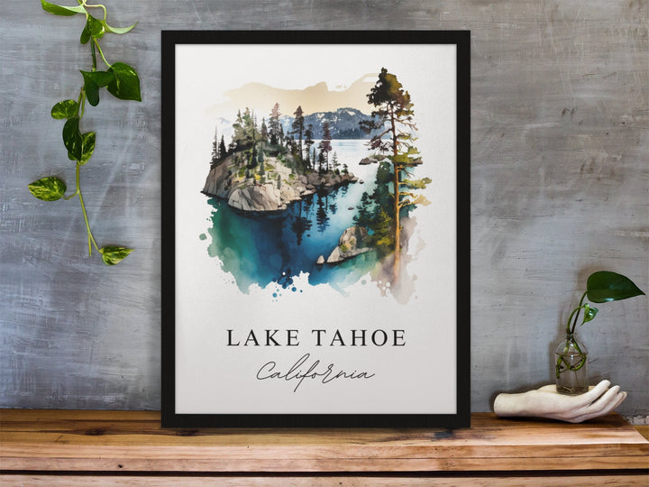Lake Tahoe CA wall art - California, Lake Tahoe poster, Lake Tahoe Wedding gift, Birthday present, Custom Text, Personalised Gift