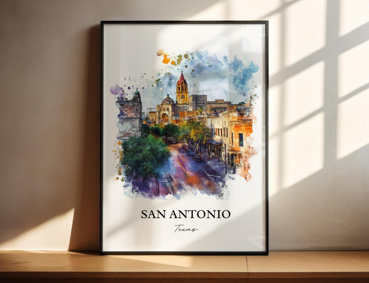 San Antonio Wall Art, San Antonio TX Print, San Antonio Watercolor Art, San Antonio Gift, Travel Print, Travel Poster, Housewarming Gift