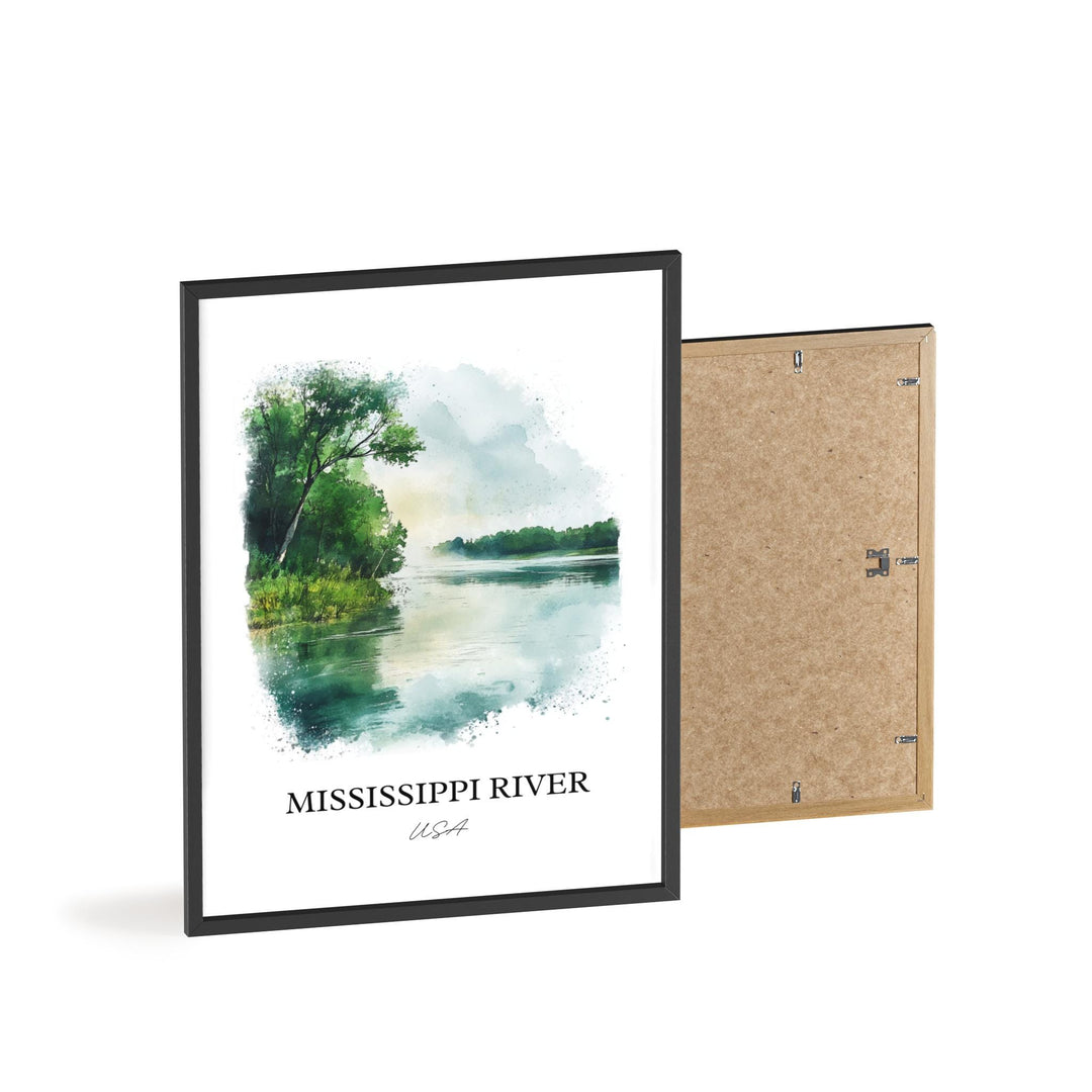 Mississippi River Wall Art, USA Prints, Mississippi Watercolor Art, Mississippi River Gift, Travel Print, Travel Poster, Housewarming Gift