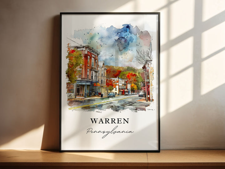 Warren PA Wall Art, Warren Print, Pennsylvania Watercolor, Warren Pennsylvania Gift,