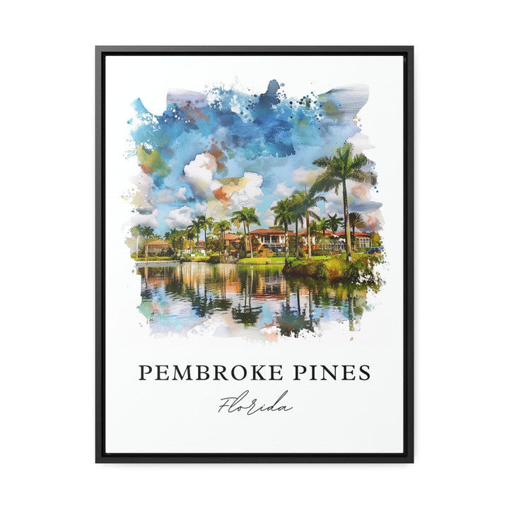 Pembroke Pines Art, Pembroke Pines Print, Pembroke Pines FL Watercolor, Pembroke Pines Gift,