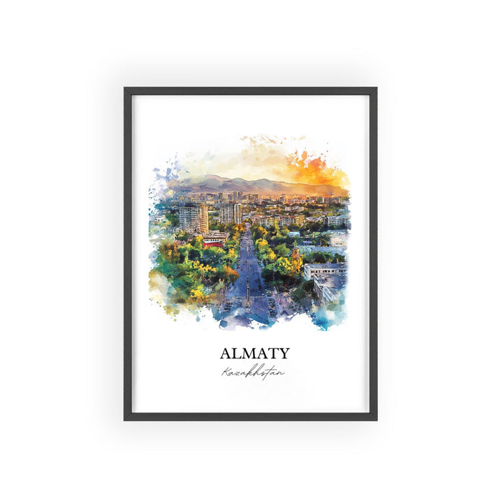 Almaty Wall Art, Kazakhstan Print, Almaty Kazakhstan Watercolor Art, Almaty Gift, Travel Print, Travel Poster, Housewarming Gift
