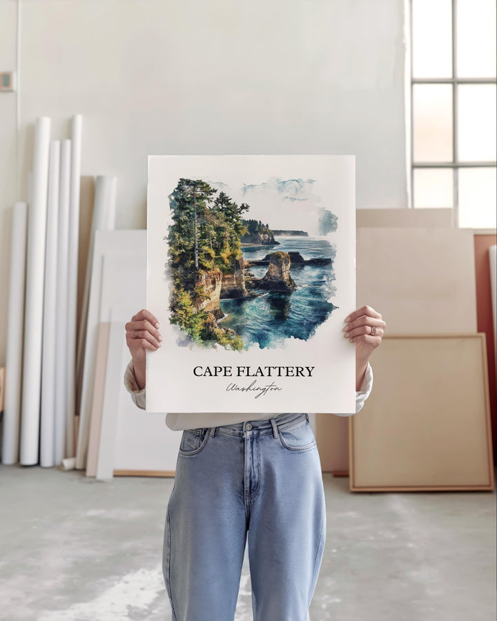 Cape Flattery Art, Clallam County Print, Washington State Watercolor, Cape Flattery WA Gift, Travel Print, Travel Poster, Housewarming Gift