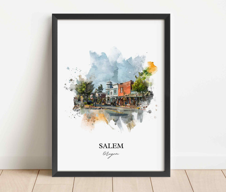 Salem Oregon Wall Art, Salem Print, Salem Watercolor Art, Salem Oregon Gift, Travel Print, Travel Poster, Housewarming Gift