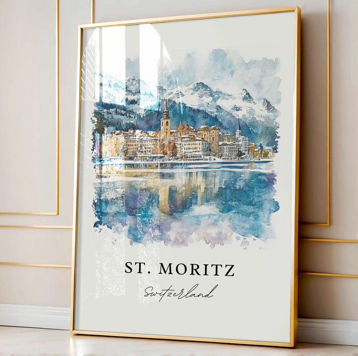 St. Moritz, Switzerland – Watercolor Art Print