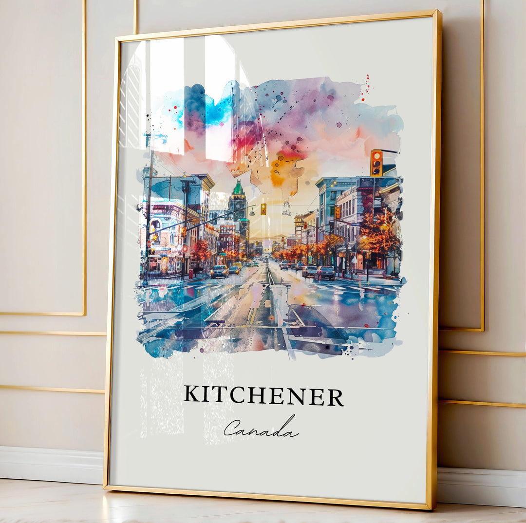 Kitchener Ontario Wall Art, Kitchener Canada Print, Kitchener Watercolor, Kitchener Gift,