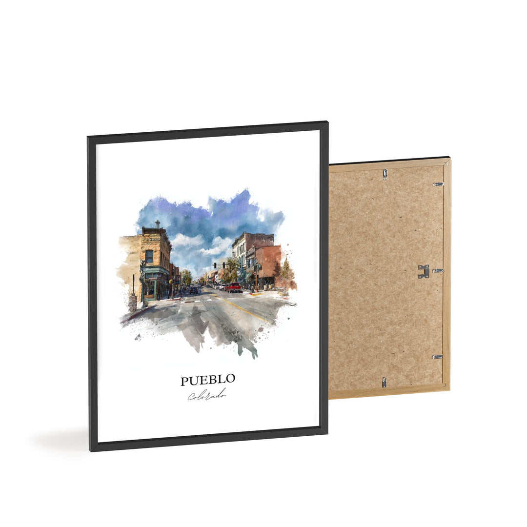 Pueblo CO Wall Art, Pueblo Print, Pueblo Watercolor Art, Pueblo Colorado Gift, Travel Print, Travel Poster, Housewarming Gift