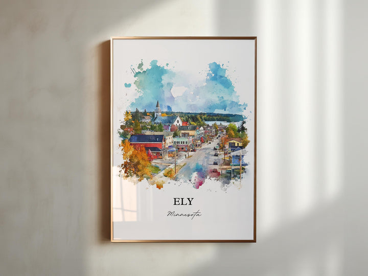 Ely MN Wall Art, St. Louis County Print, Minnesota Watercolor Art, Ely Minnesota Gift, Travel Print, Travel Poster, Housewarming Gift