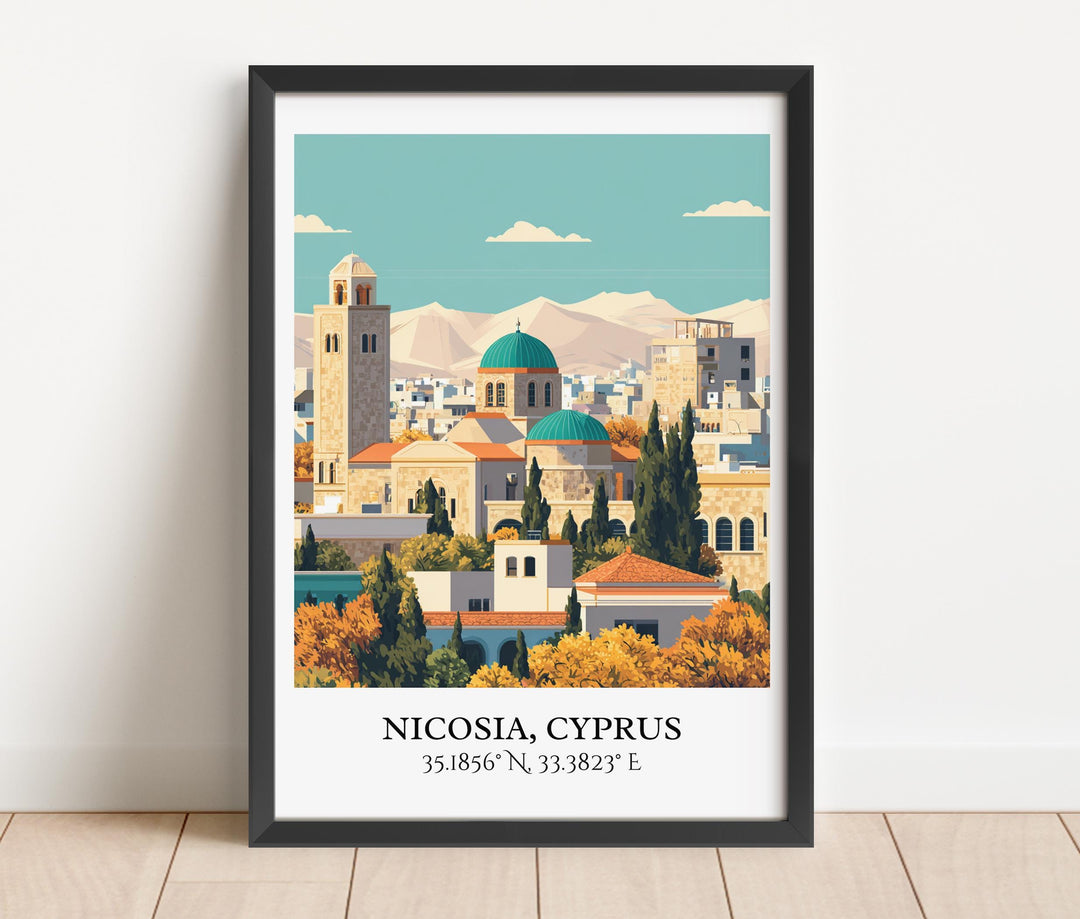 Nicosia Cyprus Art, Nicosia Retro Travel Art, Cyprus Home Decor, Cyprus Gift, Cyprus Travel Art, Travel Prints, Housewarming Gift