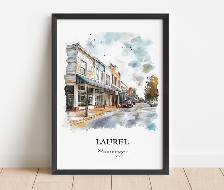 Laurel MS Wall Art, Jones County Print, Mississippi Watercolor Art, Laurel Mississippi Gift, Travel Print, Travel Poster, Housewarming Gift
