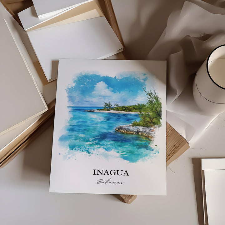 Inagua Bahamas Wall Art, Great Inagua Print, Bahamas Watercolor Art, Inagua Bahamas Gift, Travel Print, Travel Poster, Housewarming Gift