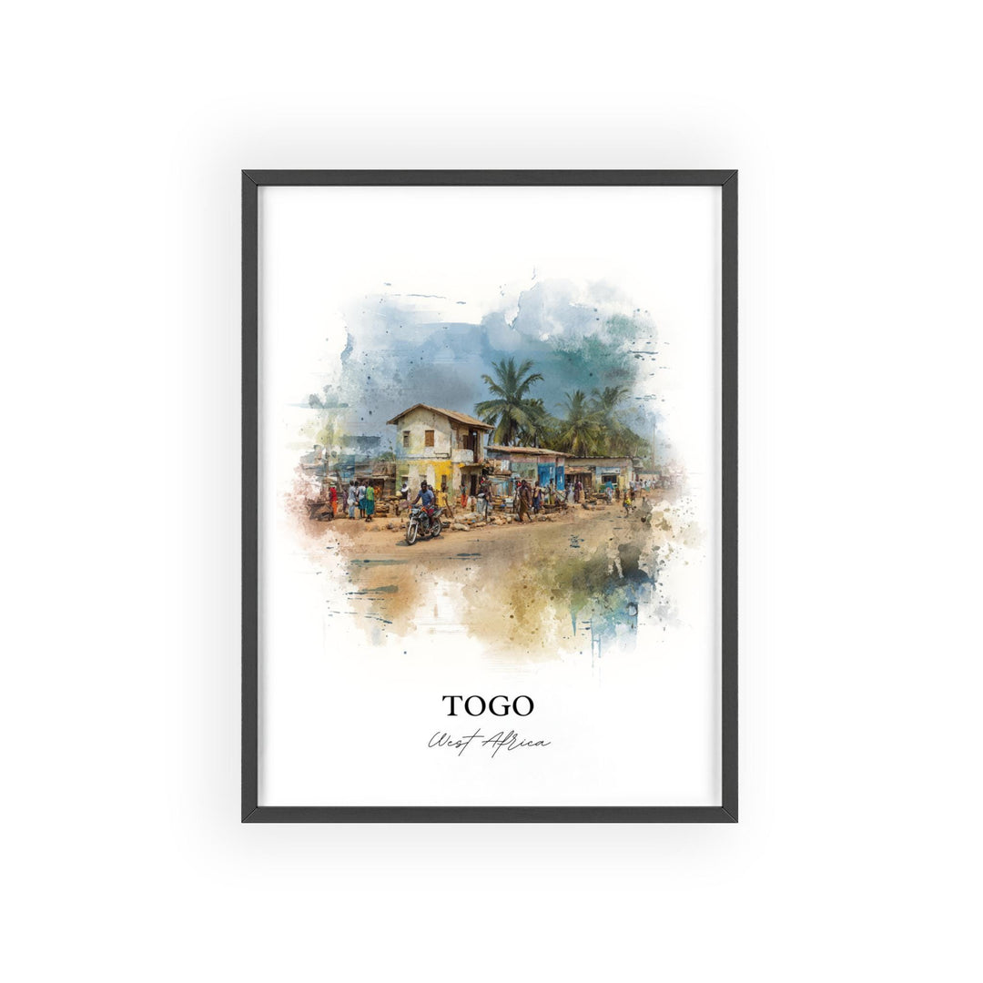 Togo Wall Art, Togo Print, Togo Africa Watercolor Art, West Africa Gift, Travel Print, Travel Poster, Housewarming Gift