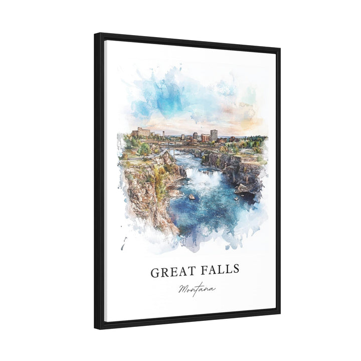 Great Falls MT Art, Great Falls Print, Great Falls Montana Watercolor, Great Falls MT Gift,