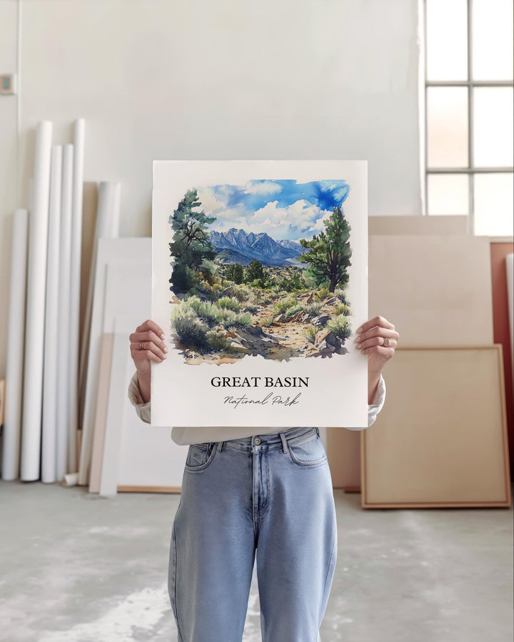 Great Basin National Park Wall Art, Nevada Print, Nevada Watercolor, White Pine County Gift, Travel Print, Travel Poster, Housewarming Gift