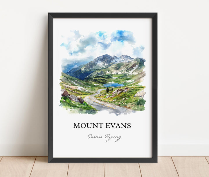 Mount Evans CO Wall Art, Mount Blue Sky Print, Colorado Watercolor Art, Mt Blue Sky Gift, Travel Print, Travel Poster, Housewarming Gift