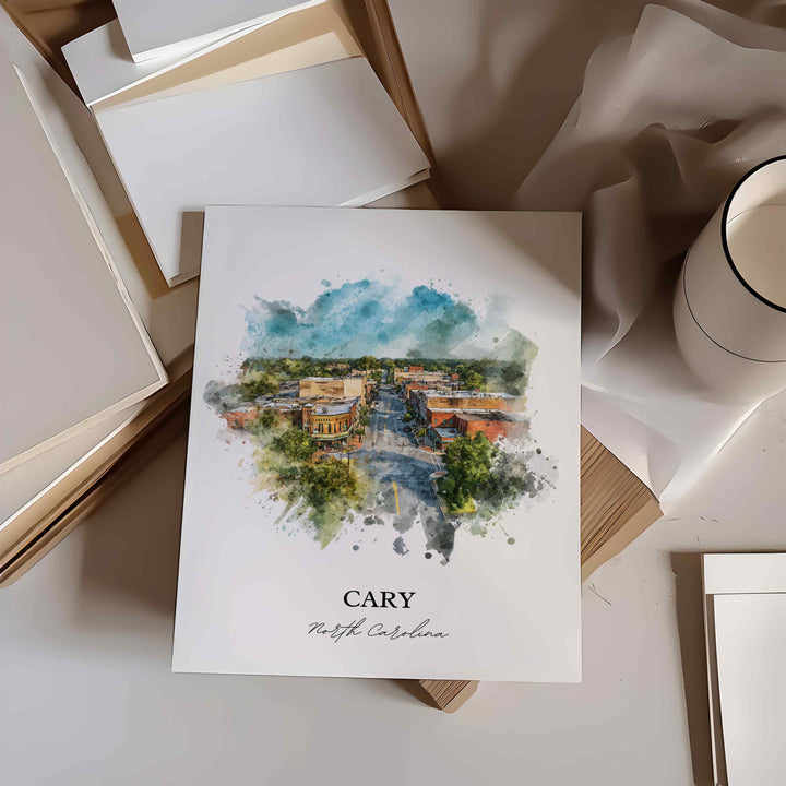 Cary, North Carolina – Watercolor Art Print