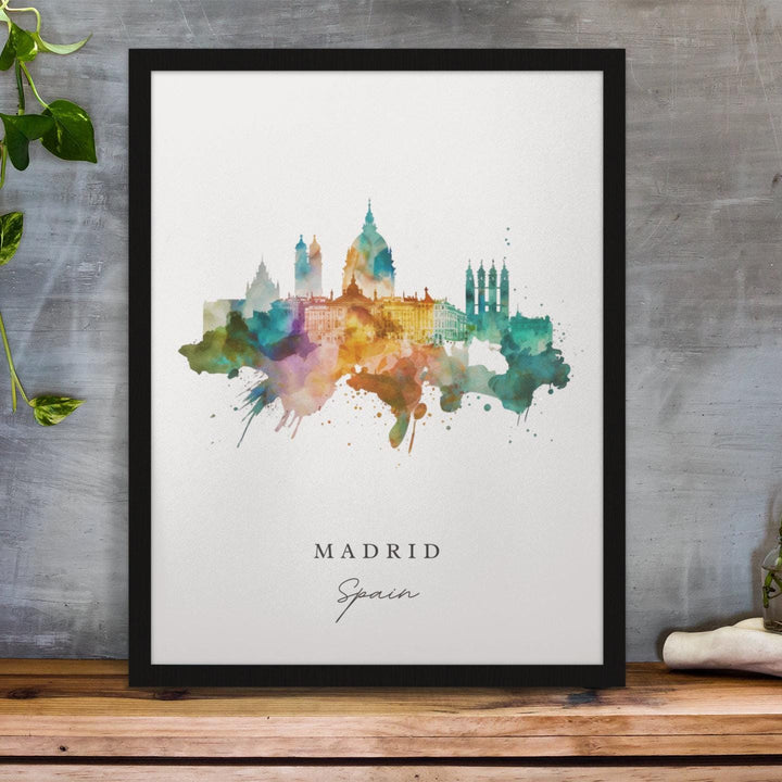 Madrid Spain wall art - Spain, Madird poster, Madrid Wedding gift, Madrid Skyline Espana present, Custom Text, Personalised Gift