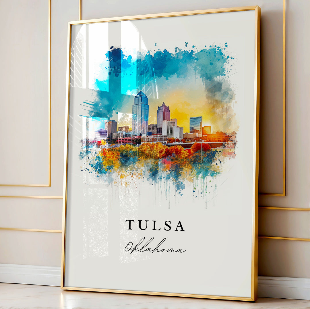 Tulsa Oklahoma wall art - Oklahoma, Tulsa print, Tulsa OK Wedding gift, Tulsa Skyline Birthday present, Tulsa OK Custom Text, Perfect Gift