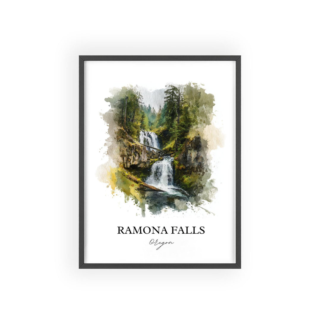 Ramona Falls, Oregon, USA – Watercolor Art Print
