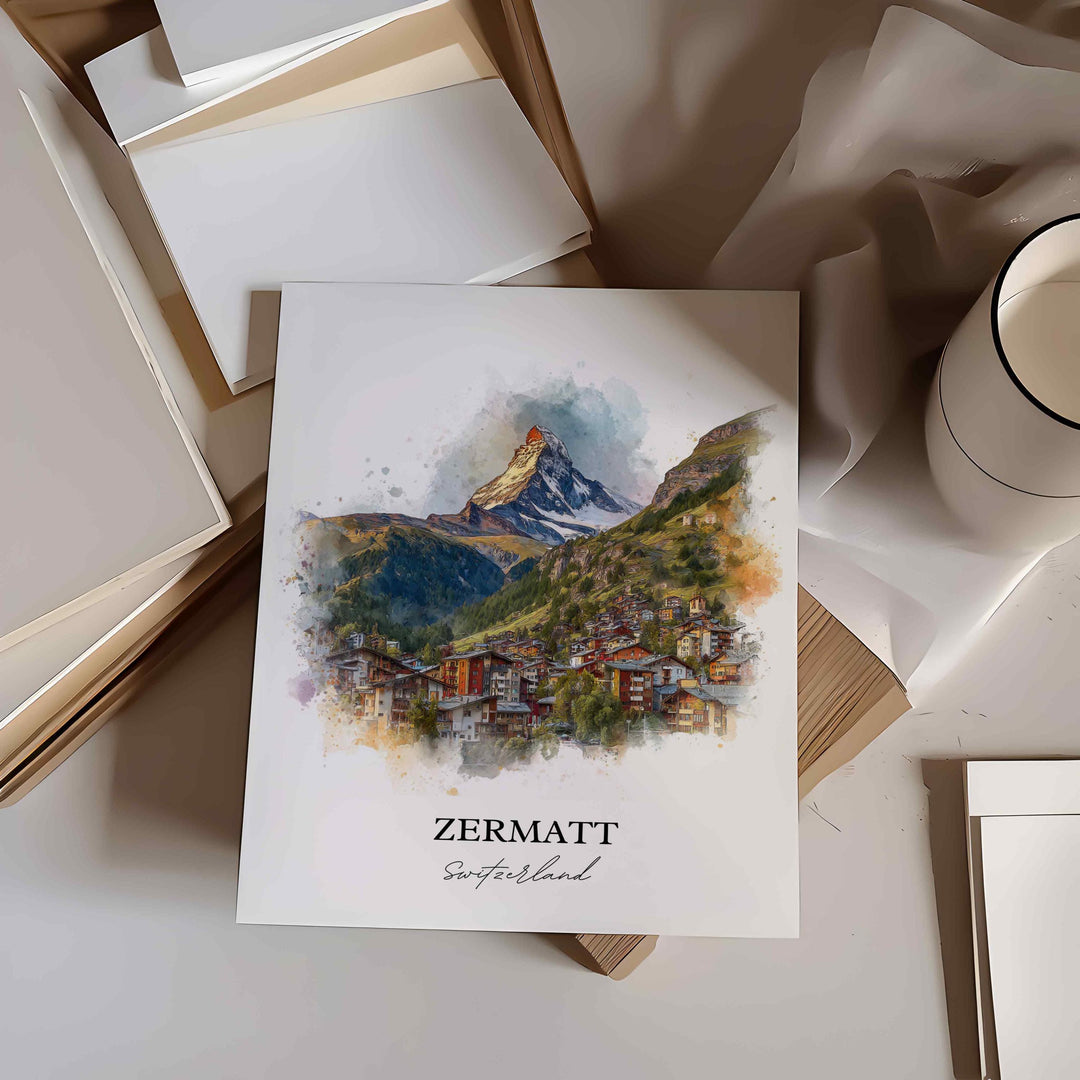 Zermatt, Switzerland – Watercolor Art Print