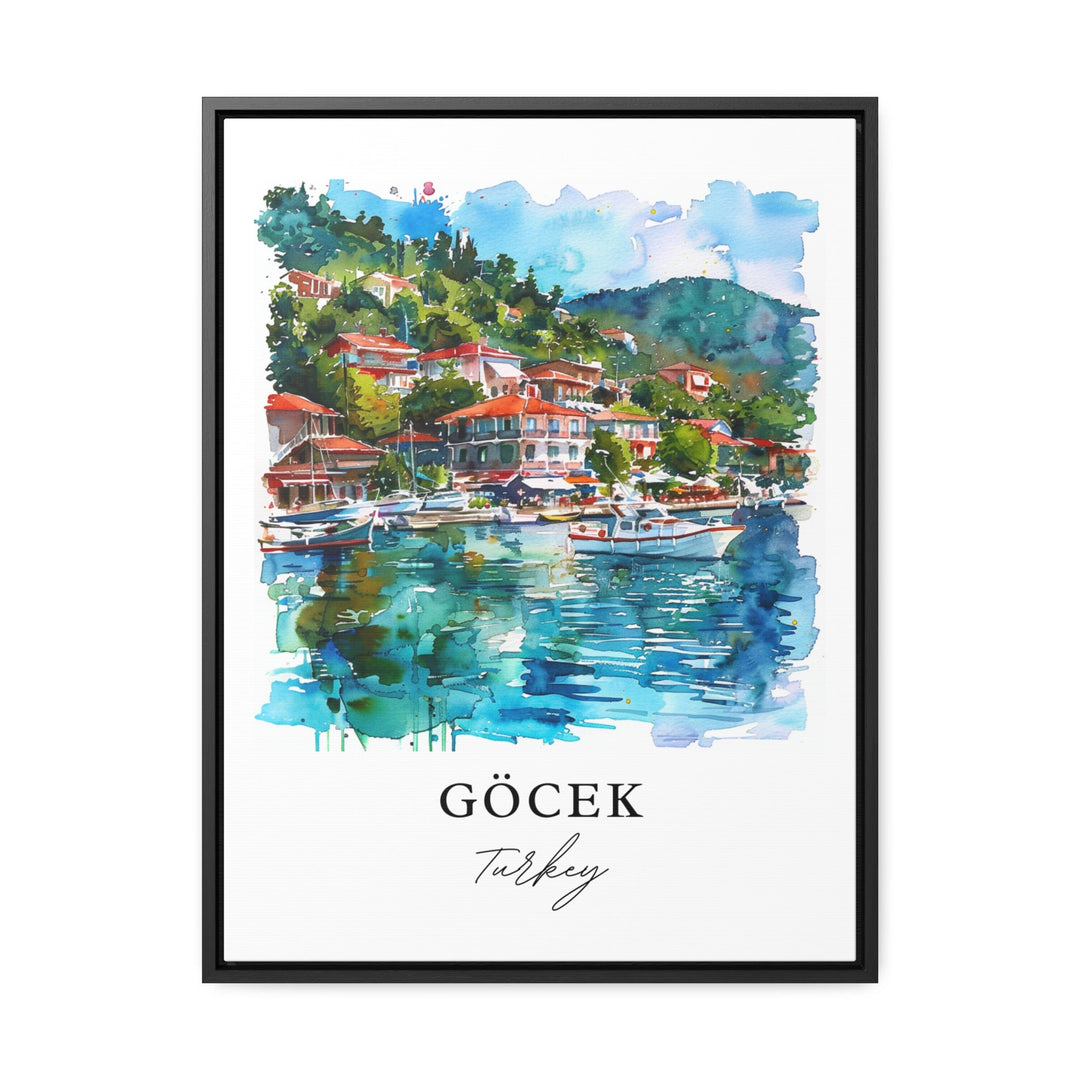 Gocek Turkey Art, Fethiye Turkey Print, Gocek Watercolor, Mugla Province Gift,