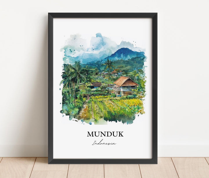 Munduk Wall Art, Bali Travel Print, Indonesia Watercolor Art, Munduk Indonesia Gift, Travel Print, Travel Poster, Housewarming Gift