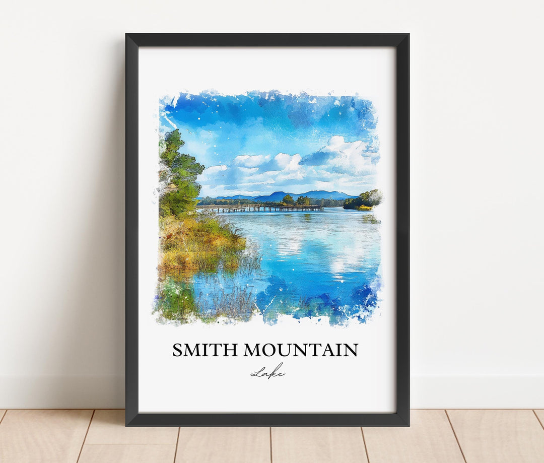 Smith Mountain Lake Wall Art, Roanoke Print, Virginia Watercolor, Smith Mountain Lake Gift, Travel Print, Travel Poster, Housewarming Gift