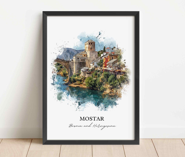 Mostar, Bosnia & Herzegovina – Watercolor Art Print
