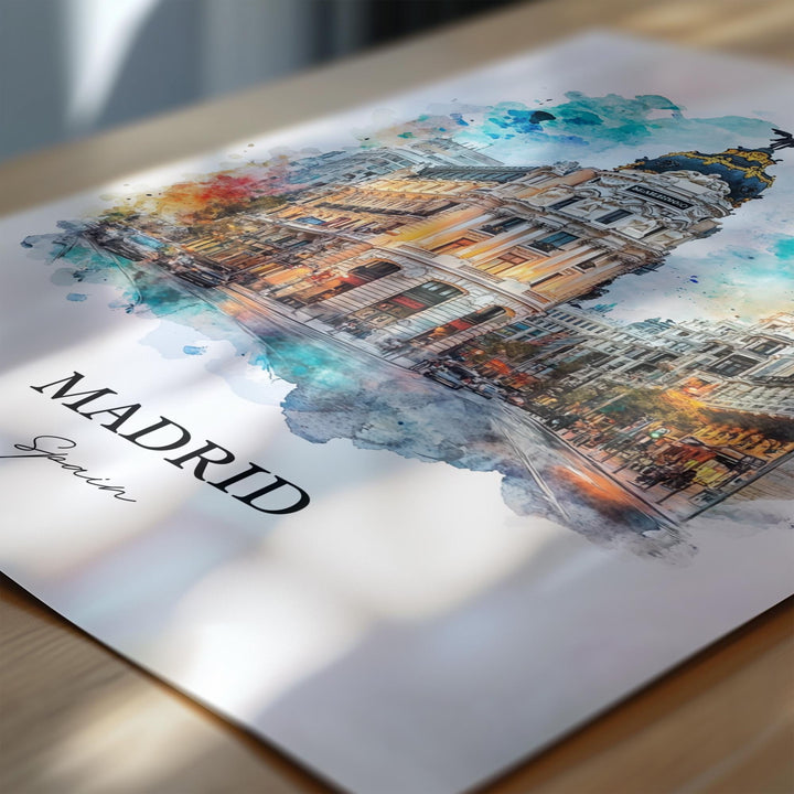 Madrid Wall Art, Puerta del Sol Madrid Print, Madrid Watercolor Art, Madrid Spain Gift, Travel Print, Travel Poster, Housewarming Gift