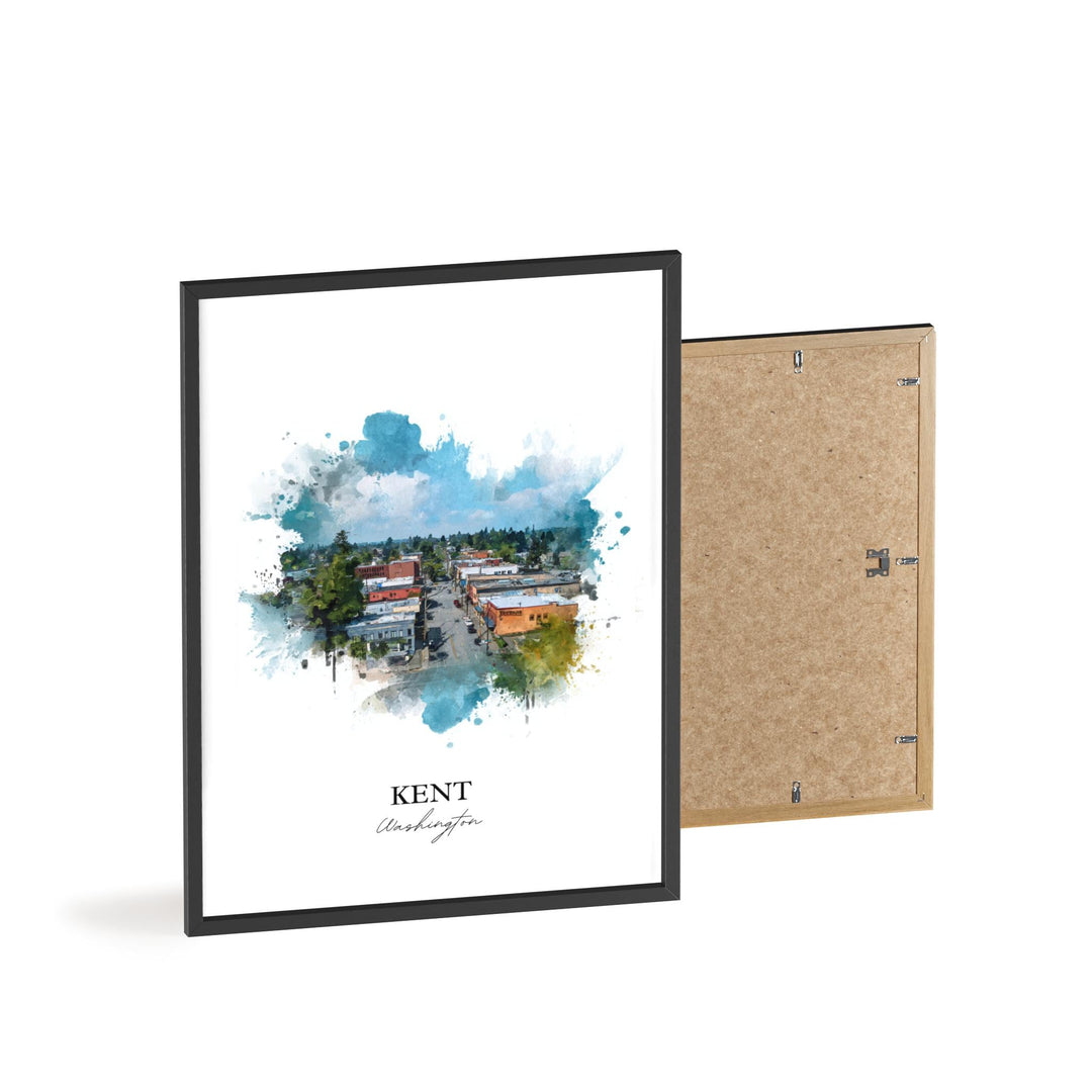 Kent Washington Wall Art, Kent Print, Kent Watercolor Art, Kent WA Gift, Travel Print, Travel Poster, Housewarming Gift