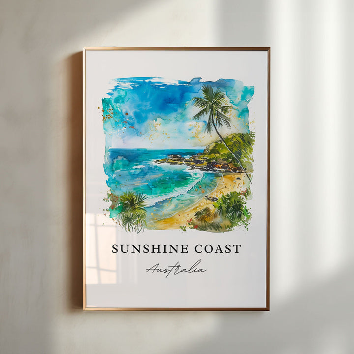 Sunshine Coast Art, Sunshine Coast Print, Sunshine Coast Aus Watercolor, Queensland Art Gift,